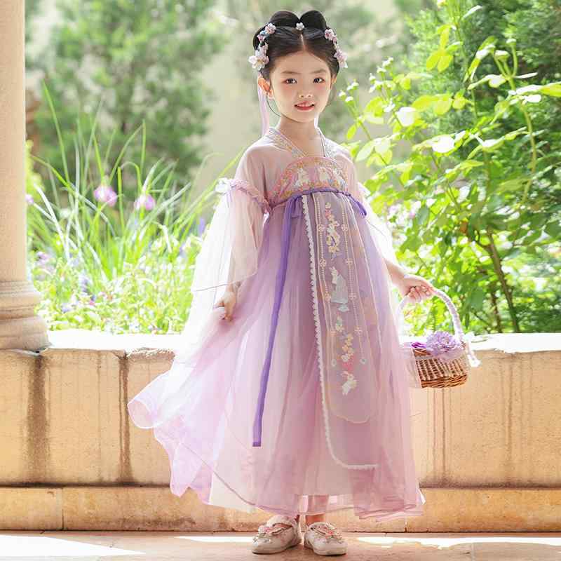 ・柄: 花柄・生地加工: ソフト加工・デザイン: かわいい、プリント・対象性別: 女の子・素材: ポリエステル混紡・スタイル: チャイナ風・厚さ: 薄手・カラー: パープル・サイズ: 110、120、130、140、150、160・形: 唐装・対象年齢: 3〜8歳（身長100〜140cm）・商品カテゴリ: 子供用チーパオ・唐装・民族衣装