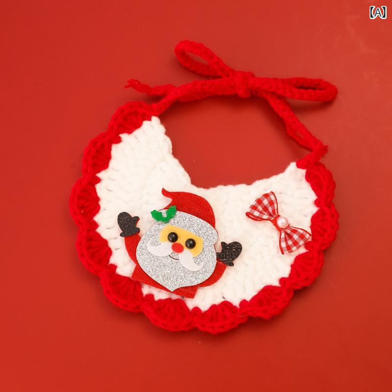 ペットマフラー 猫 犬 クリスマス ニット 首輪 暖かい 防寒 チョーカー リボン り ...