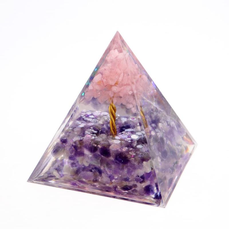 オルゴナイト ピラミッド 招財樹 天然石 幅 約5cm orgonite pyramid 置物 パワーストーン 浄化