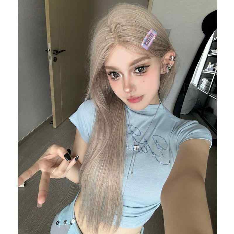 ウィッグ レディース フルウィッグ ロング ストレート 前髪なし センター分け アッシュ ピンク 自然 小顔効果 普段使い 耐熱