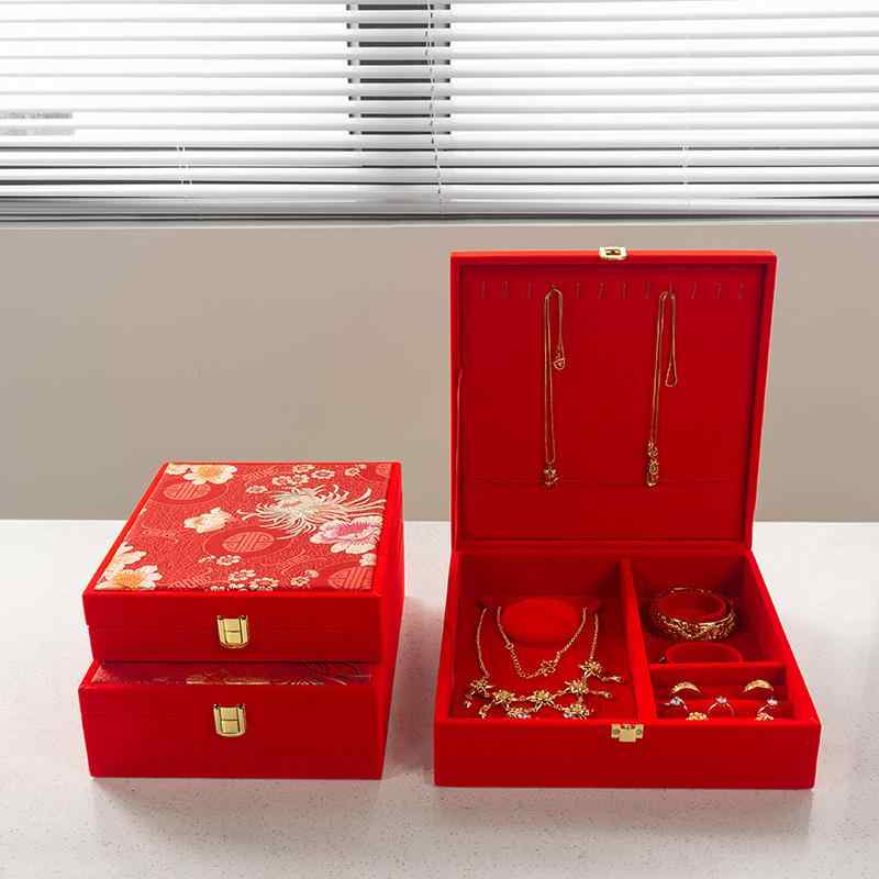 ・材質: 木材・用途: アクセサリー収納・サイズ誤差: 1-2cm・タイプ: ギフトボックス・カラー展開: レッド（大）、レッド（中）、レッド（小）