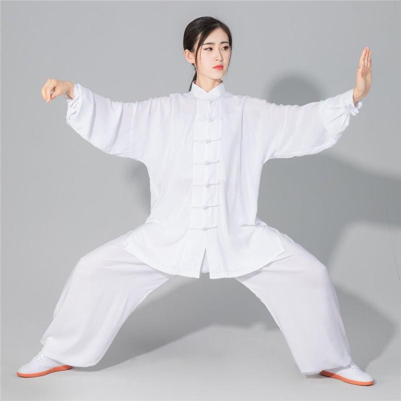 太極拳ウェア メンズ レディース 太極拳服 長袖 ロングパンツ 武術 練習着 朝練 ゆったり 快適 コットン 快適 無地 男女兼用