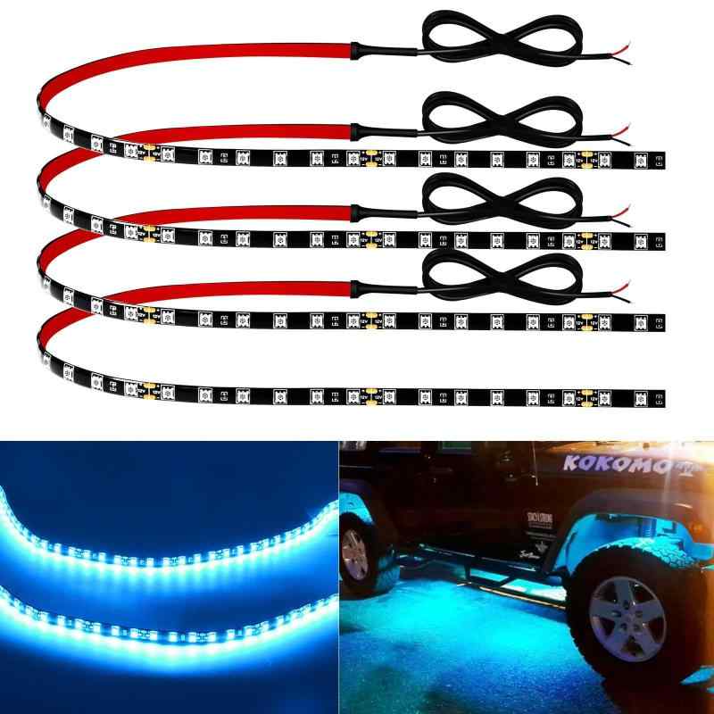 車内用 LEDテープライト接続可能 60CM フットライト足下照明 バイク テールランプゴルフカートボート ledテープライト車用 ホワイト