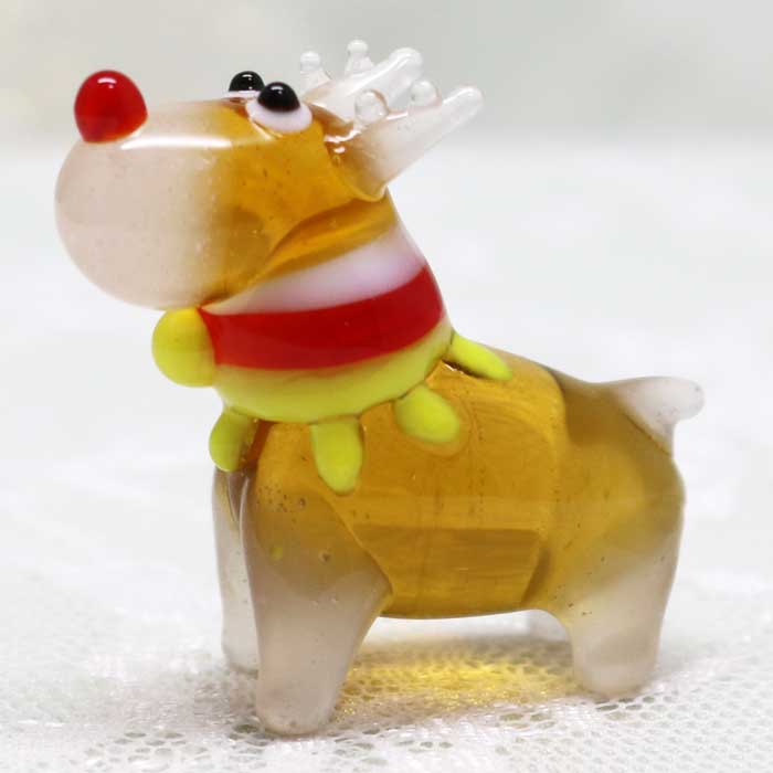 ガラス細工 トナカイ(首飾り)クリスマス ツリー トナカイ　雪　プレゼント　ミニチュア ガラス ディス..