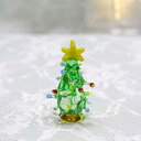 ガラス細工 星付グリーンツリー クリスマスツリー ツリー tree 木 冬 雪 星 プレゼント ミニチュア ガラス ディスプレイ オブジェ キャンドル 手作...