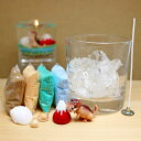 自分で作る!!恐竜キャンドル(チョコミント島A) ガラス細工2個付き・カラーサンド(スカイブルー・エメラルドグリーン・パステルオレンジ・ベージュ) 恐竜 キョウリュウ ティラノサウルス 富士山 キャンドル candle 蝋燭 ろうそく オリジナル 手作り 材料