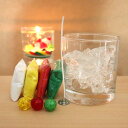 自分で作る!キャンドル5点セットA10(グラス、芯、カラーサンド×4色(ホワイト、イエロー、レッド、グリーン)、クリアジェル、クラッシュビー玉) キャンドル 蝋燭 ろうそく ロウソク 自由研究 工作 プレゼント インテリア オリジナル 手作り 材料 キット