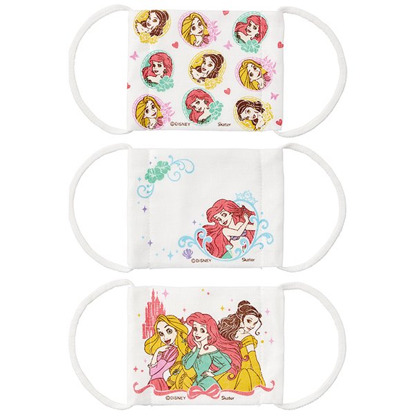 Rakuten - ディズニー　プリンセス　子どもマスク　抗菌　防臭マスク　綿100%　3歳から10歳　3枚入　ガーゼマスク　スケーター