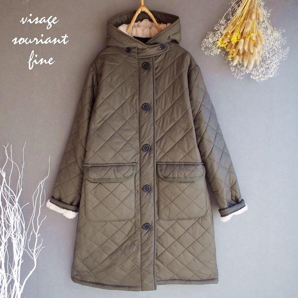 コート レディース パーカー 裏ボア キルティング アウター 体型カバー ゆったり リバ 秋 冬 40代 50代 s2764のサムネイル