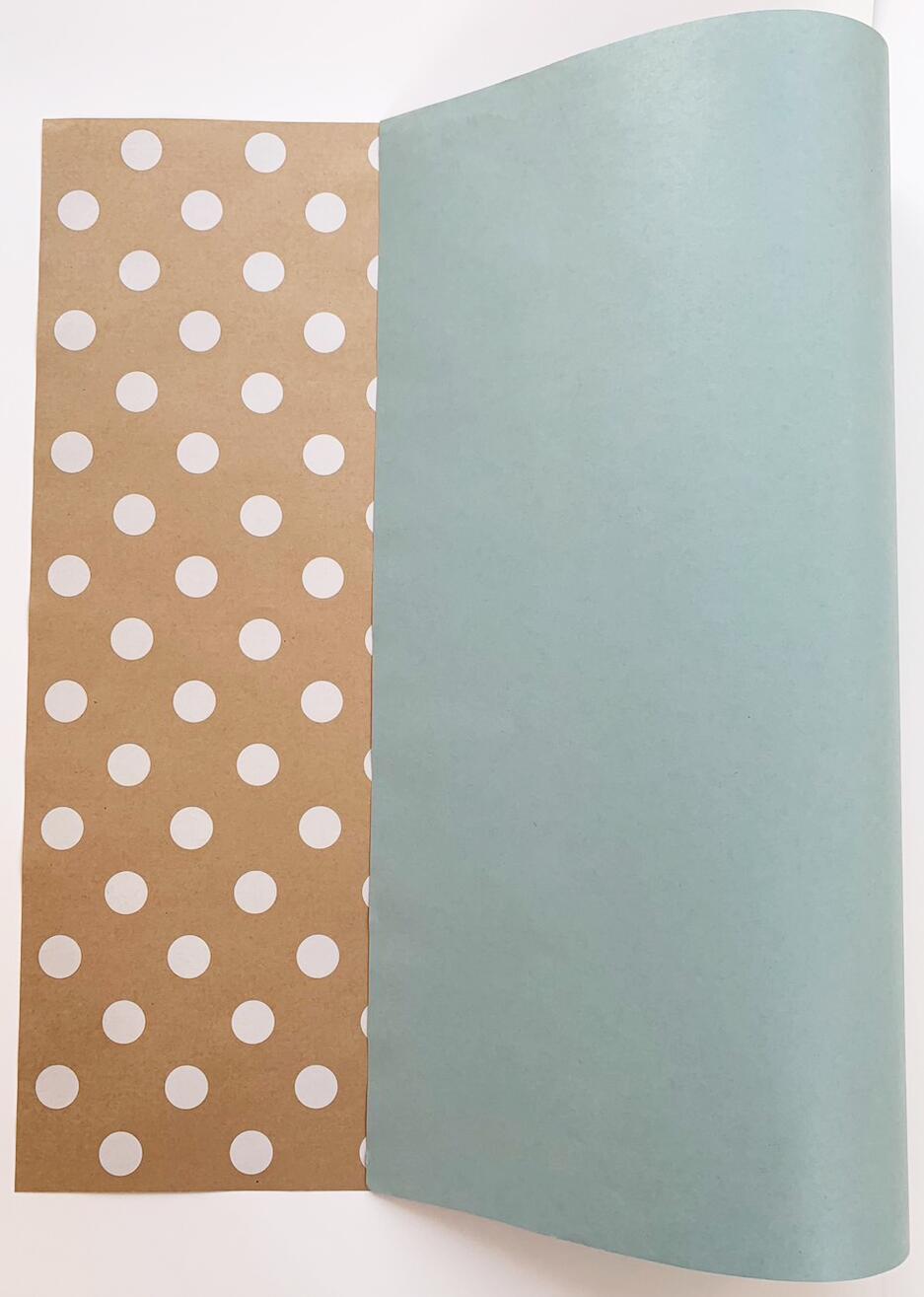 クラフト包装紙 ホワイトドット柄/水色 20枚入