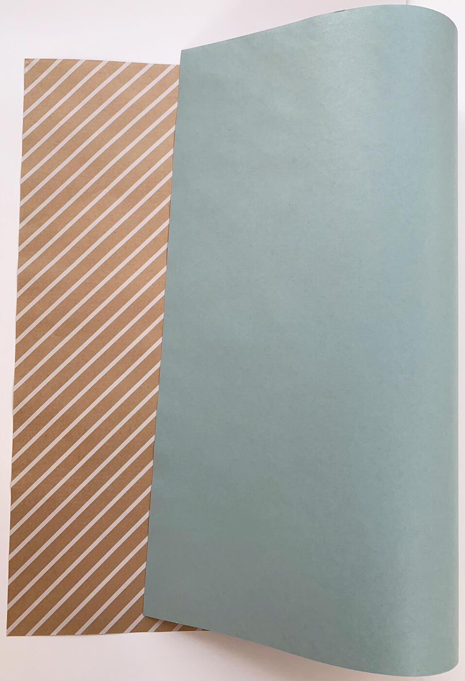 クラフト包装紙 ストライプ 水色 20枚入