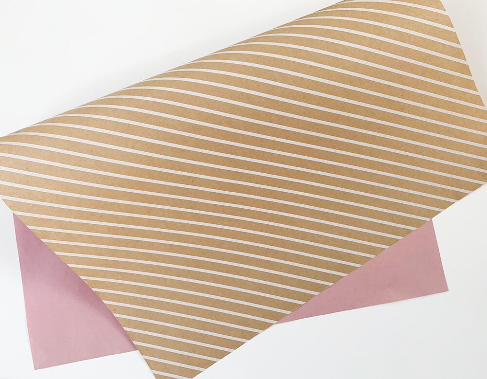 クラフト包装紙 ストライプ ピンク 20枚入