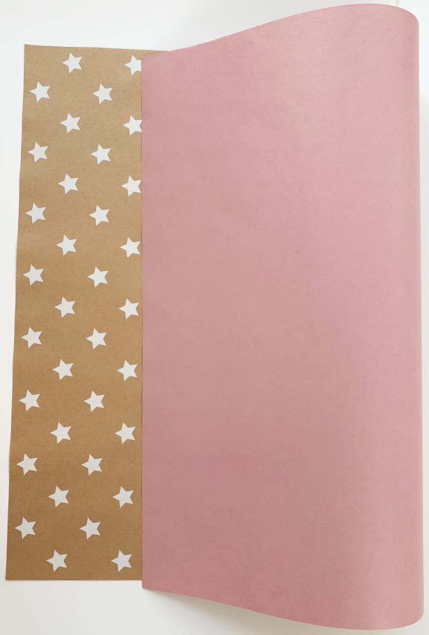 クラフト包装紙 星柄 ピンク 20枚入