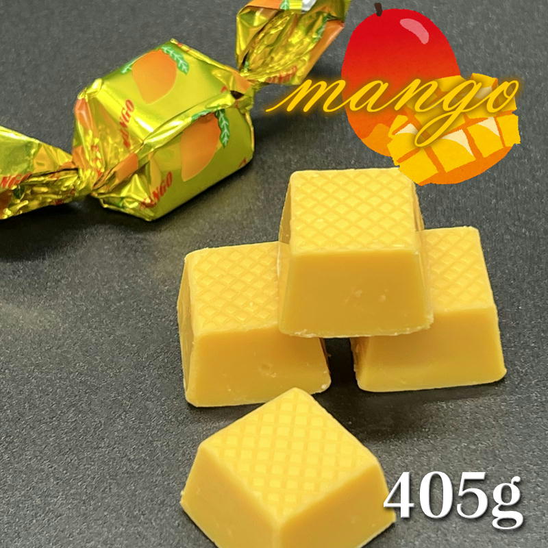 マンゴーの甘い香りを、まろやかなチョコレートで。 マンゴーパウダーを使用し、ミルクのコクとフルーティーな風味をひと粒に仕上げました。南国を思わせるマンゴーの味わいが楽しめる、食べやすい個包装のチョコレートです。 マンゴーチョコ 名称 チョコレート 原材料名 砂糖（日本製造）、ココアバター、植物油脂、全粉乳、乳糖、脱脂粉乳、マンゴーパウダー／乳化剤、香料、着色料（パプリカ・カロチン）、（一部に乳成分・大豆を含む） 内容量 405g（個装紙込み） 賞味期限 袋右下部に記載 保存方法 28℃以下で保存して下さい。 （直射日光、高温多湿をお避け下さい。） 製造者 株式会社 ピュアレ 大阪市平野区加美東6－14－35 TEL 06－6796－2588 栄養成分表示　100gあたり（推定値） 熱量 586kcal たんぱく質 4.3g 脂質 38.3g 炭水化物 55.8g 食塩相当量 0.20g
