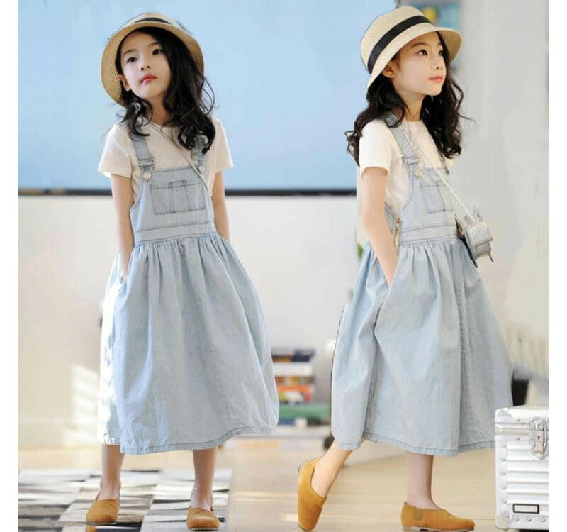 子供服 セットアップ キッズ 女の子 夏 2点セット 上下セット Tシャツ 半袖 デニムスカート サロペット ジュニア おしゃれ 可愛い カジュアル 小学生 新品 150