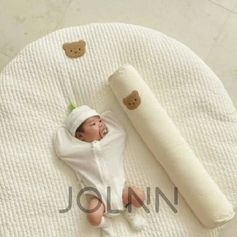 サニーマット ベビー ラグ マット 円形 ごろ寝 寝相アート 月齢フォト マット 綿 赤ちゃん お昼寝マット 刺繍 クマ 花柄 ウサギ リス オリーブ プレイマット ラウンドマット 洗える 新生児 よちよちマット ベビーマット 男の子 女の子