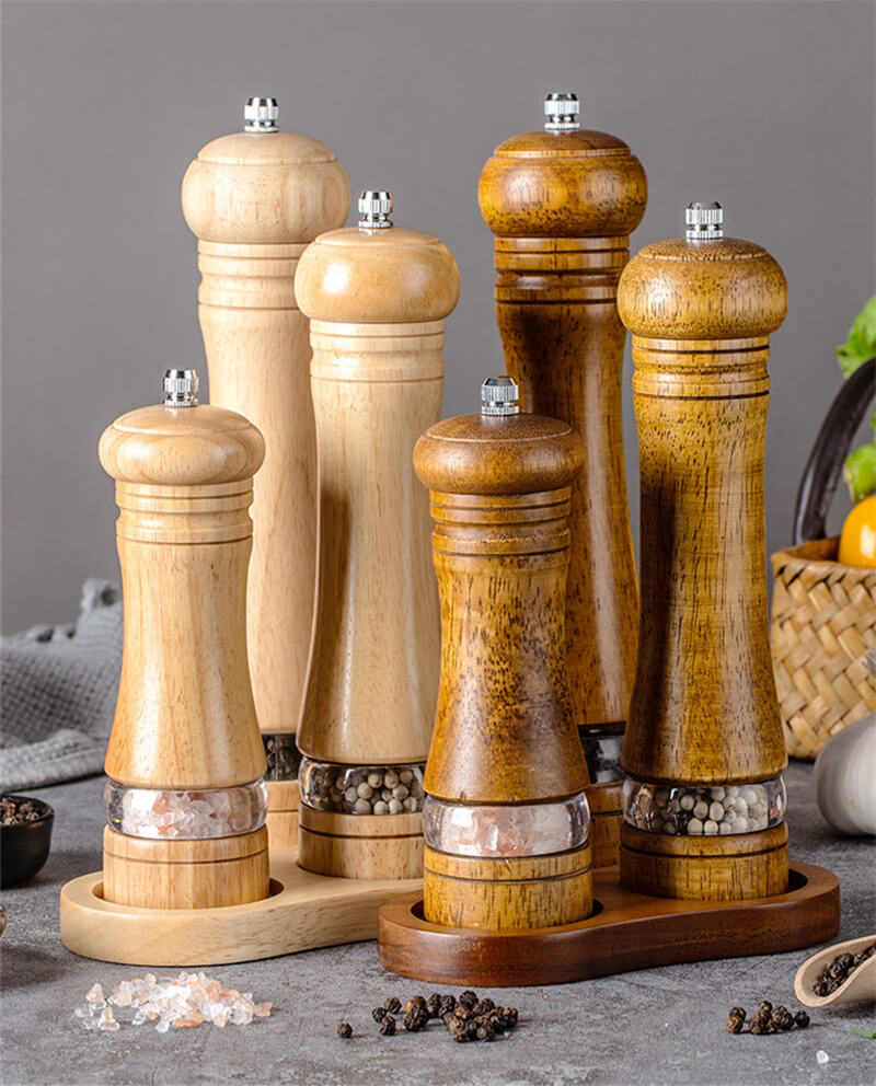 ペッパーグラインダー 木製 塩コショウグラインダー ペッパーミル 調味料ミル 手動 粗さ調節可能 スパ..