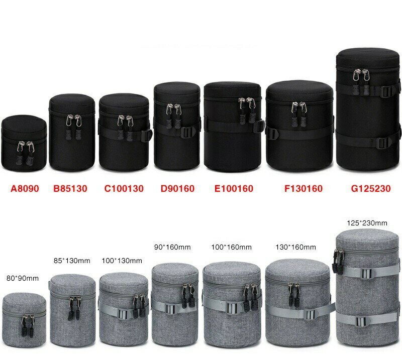 レンズケース 一眼フレカメラ レンズ収納バッグ 厚手 防水 クッション性 ジッパー式 レンズポーチ デジタルカメラ/一眼レフ等カメラレンズに対応