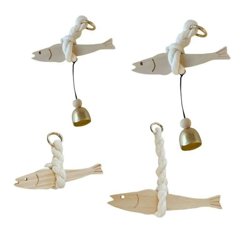 木製の魚のドア吊り飾り.装飾的な手作りの木製ドアペンダント.コットンロープ.自宅のバスルーム.オフィス.パティオの装飾用