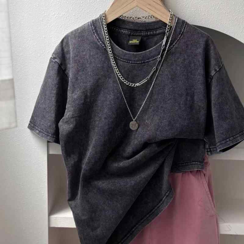 キッズ トップス 男女 コットン 半袖Tシャツ 美式 復古 ストリートファッション ロ...