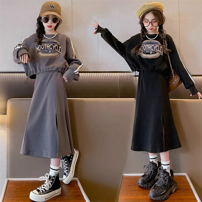 Rakuten - 子供服 セットアップ キッズ 女の子 長袖 春秋 2点セット 上下セット パーカー スカート ジュニア おしゃれ カジュアル ジャージ 可愛い 涼しい 新品 かわいい ファッション 服装 トレー