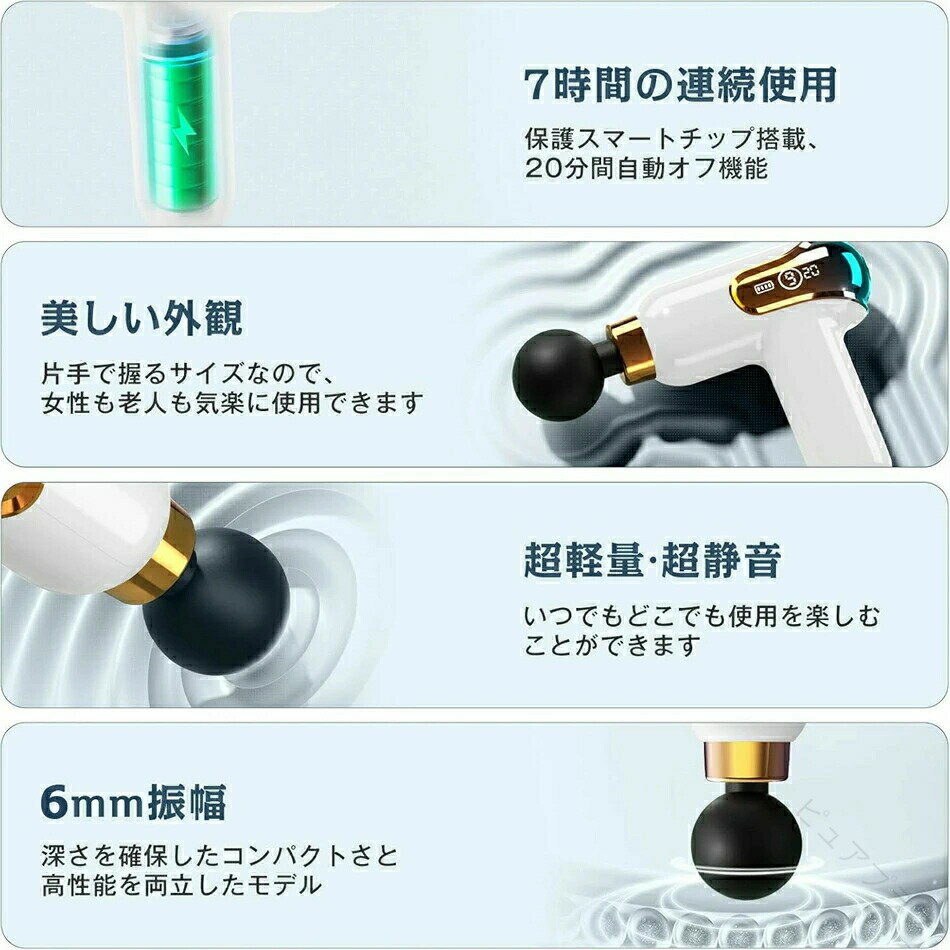 筋膜ガン MINI 筋膜リリースガン 9段階振動 振動強力 AI自動モード付き 350g超軽量...