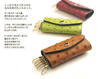 ゴルフ　プレストの【最大3,000円OFFクーポン配布！20日20：00〜27日 01：59限定！】オーストリッチ 5連 キーケース／レディース／メンズ (No.9077)【■SAN■】｜アングル2