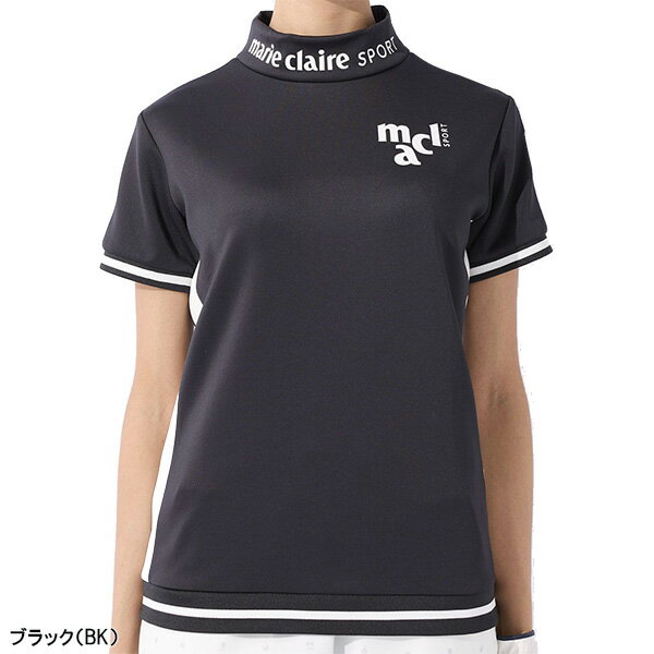 【お買い物マラソン！店内全品P5倍以上！9日 20：00〜10日 23：59まで】 【レディース】マリ・クレール 半袖 モックネックシャツ 713-618 ゴルフウェア UVカット ストレッチ