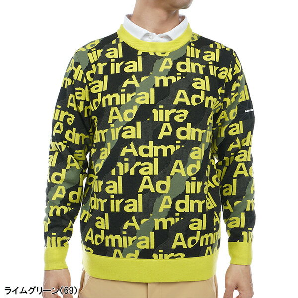 アドミラル ゴルフ 長袖 クルーネック セーター オーロラロゴジャガード メンズ ADMA384 ニット ゴルフウェア 2023年秋冬モデル Admiral Golf 秋冬ウェア