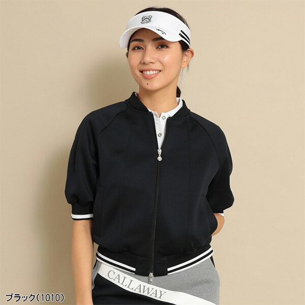 【お買い物マラソン！店内全品P5倍以上！14日 20：00〜15日 23：59まで】 【レディース】キャロウェイ 半袖 フルジップ ダンボールスウェット ブルゾン C23217200 アウター ゴルフウェア 2023年秋冬モデル Callaway 秋冬ウェア 女性用 アパレル