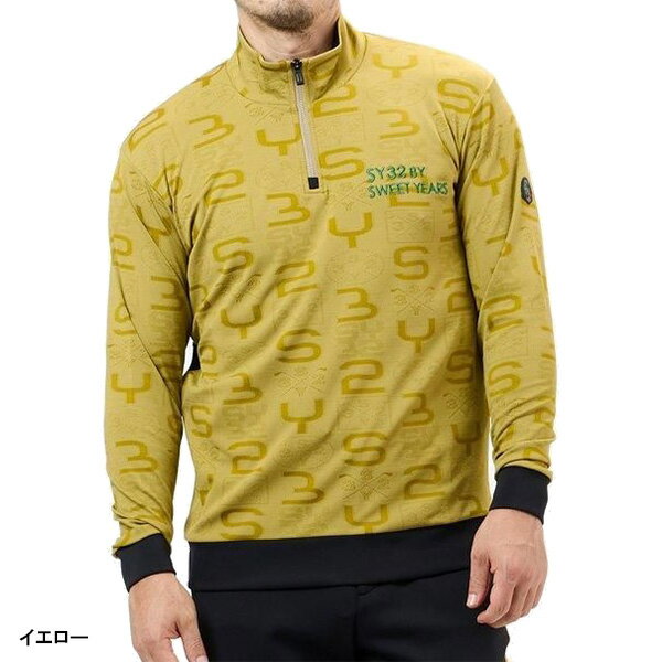 SY32 by SWEET YEARS 長袖 ハーフジップスウェット オリジナルSYGジャガード メンズ SYG-24A016 トップス ゴルフウェア 2024年秋冬モデル 秋冬ウェア エスワイサーティトゥ バイ スウィートイヤーズ SYG24A016 ORIGINAL SYG JACQUARD HALF-ZIP SWEAT