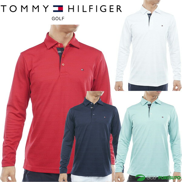 【スーパーSALE！5日限定全条件達成ででポイント全品15倍以上！】 トミー ヒルフィガー ゴルフ 長袖 ポロシャツ ロゴジャガード 長袖台衿付きシャツ メンズ THMA568 トップス ゴルフウェア 2025年秋冬モデル TOMMY HILFIGER 秋冬ウェア