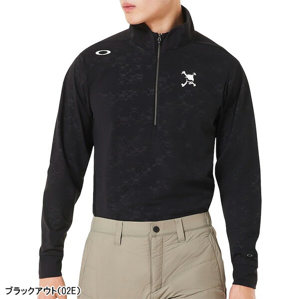 オークリー 長袖 ハーフジップ モックネックシャツ スカル エンボス 長袖モックシャツ メンズ FOA408241 トップス ゴルフウェア 2025年秋冬モデル Oakley Skull Embossed LS Mock Shirt 秋冬ウェア