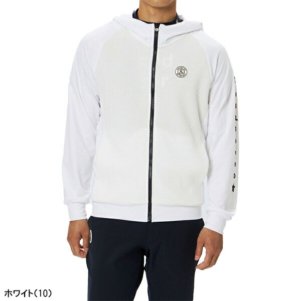 【エントリーで最大P11倍以上！15日 0：00〜23：59】 アンパスィ 長袖 フルジップ ブルゾン エアレーテックメッシュ 前身頃メッシュ素材 フーディーブルゾン メンズ AMF6915J2 アウター ゴルフウェア 2025年秋冬モデル and per se 秋冬ウェア ジャケット フード付き