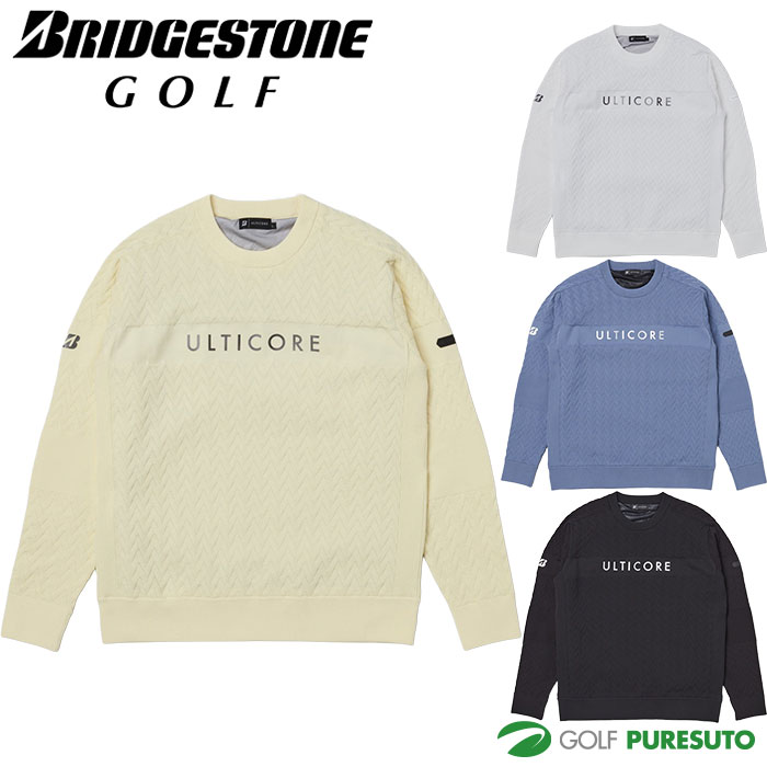 ブリヂストン ゴルフ 長袖 クルーネック 防風 セーター FBM30B ゴルフウェア メンズ トップス 2025年秋..