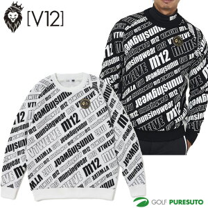 V12 M12 KNIT メンズ V122121-KN21 ゴルフウエア クルーネック 防風裏地付き ニットセーター 防寒