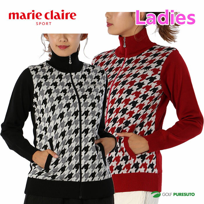 【レディース】マリ・クレール ブルゾン 防寒 裏蓄熱 千鳥柄 739705 ゴルフウェア
