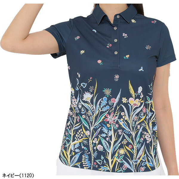 【レディース】キャロウェイ 半袖 ポロシャツ C22134202 フラワープリント鹿の子 ゴルフウェア