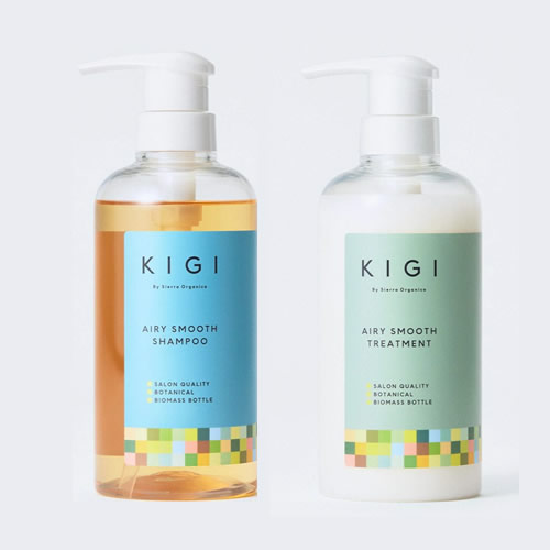キギ By シエラオーガニカ　エアリースムース シャンプー500ml　＆　トリートメント500g　セット心地よい潤い、ずっと続く　さらりと、なめらかにまとまる髪へ　KIGI By Sierra Organica