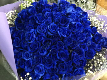 【生花花束】 青バラ 「奇跡」「神の祝福」プロポーズ 誕生日 記念日 花束 青いバラ花束 ベンデラ 薔薇 宅配送 お祝 ギフト プレゼント 送別会 退職祝いカスミ草、グリーン付き バラの花束好きな本数を選べる
