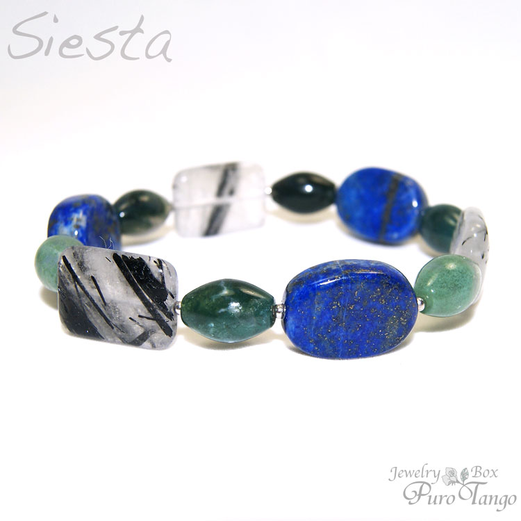 ブレスレットラピスラズリモスアゲー...