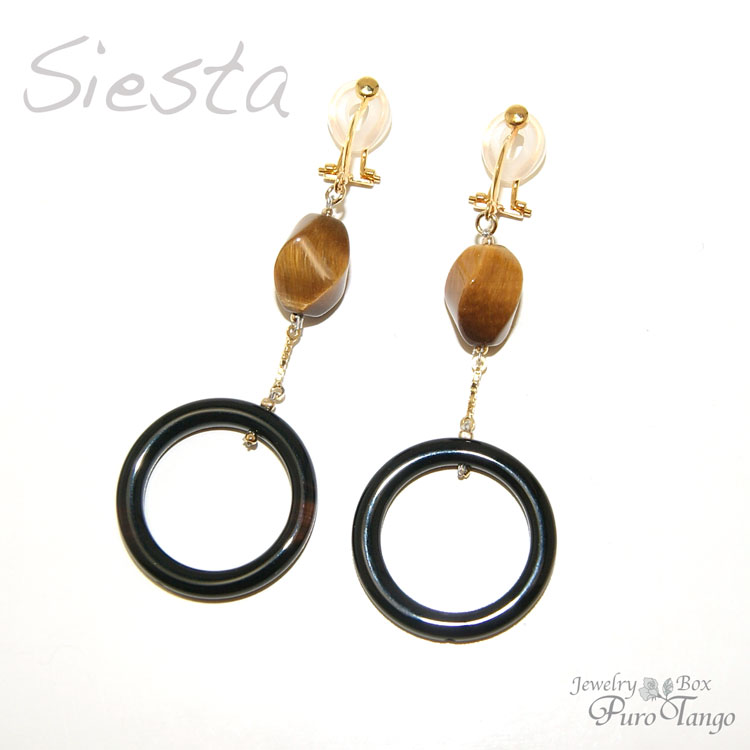 イヤリング痛くないタイガーアイオニ...