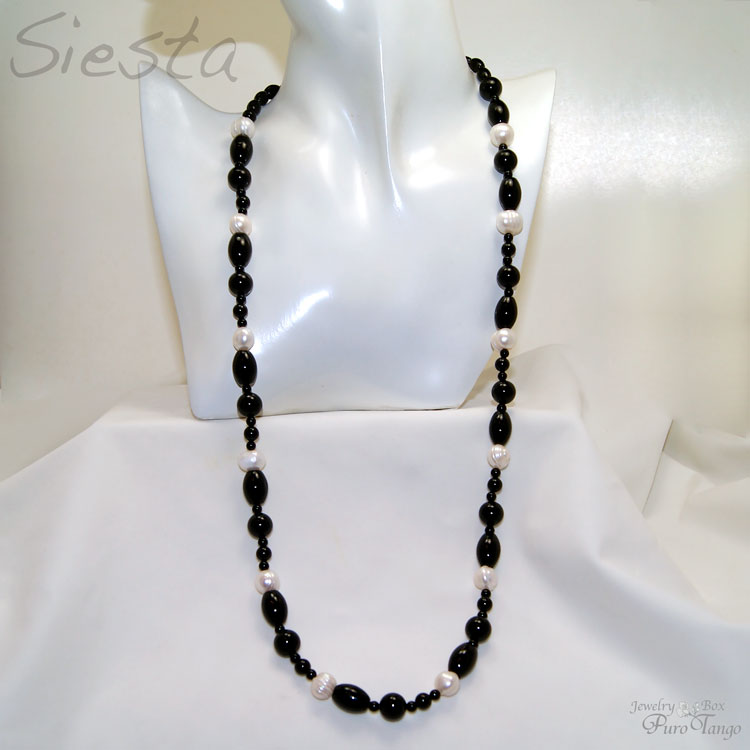 樂天商城 - ネックレス 真珠 オニキス バロックパール 6月誕生石 ロング パワーストーン プレゼント 天然石 ジュエリー