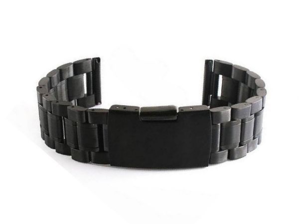 【P2倍】 腕時計 ベルト 18mm ステンレス 黒 3連 直カン