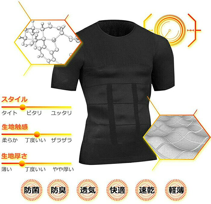 【10日23:59まで★100円OFFクーポン】 加圧シャツ メンズ インナー 姿勢矯正 シャツ...