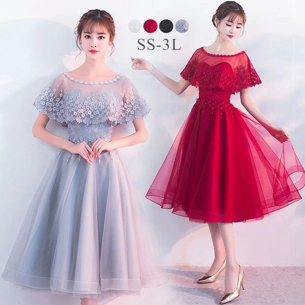 樂天商城 - 【SALE限定！SSP5倍★最大30％OFF＋さらに600円OFFクーポン配布中！】2WAY ミモレ丈 大きいサイズ 小さいサイズ 発表会 低身長 高 ドレス パーティードレス フォーマル 結婚式 シアー感 大人 ピアノ