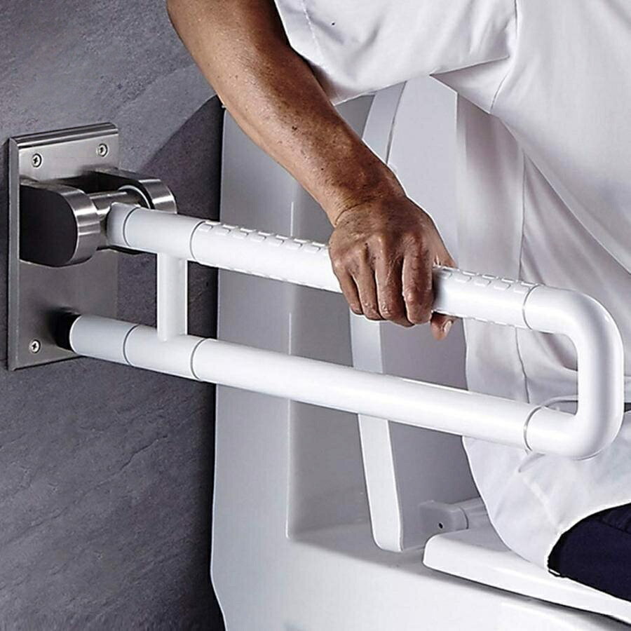 トイレの安全手すり、滑り止め、折りたたみ式の跳ね上げ式ステンレス鋼グラブバー、高齢者用壁掛け式アンチスリップグラブレール用 白 60cmトイレの安全手すり、滑り止め、折りたたみ式の跳ね上げ式ステンレス鋼グラブバー、高齢者用壁掛け式アンチスリップグラブレール用 白 60cmトイレの安全手すり、滑り止め、折りたた 白 イエロー