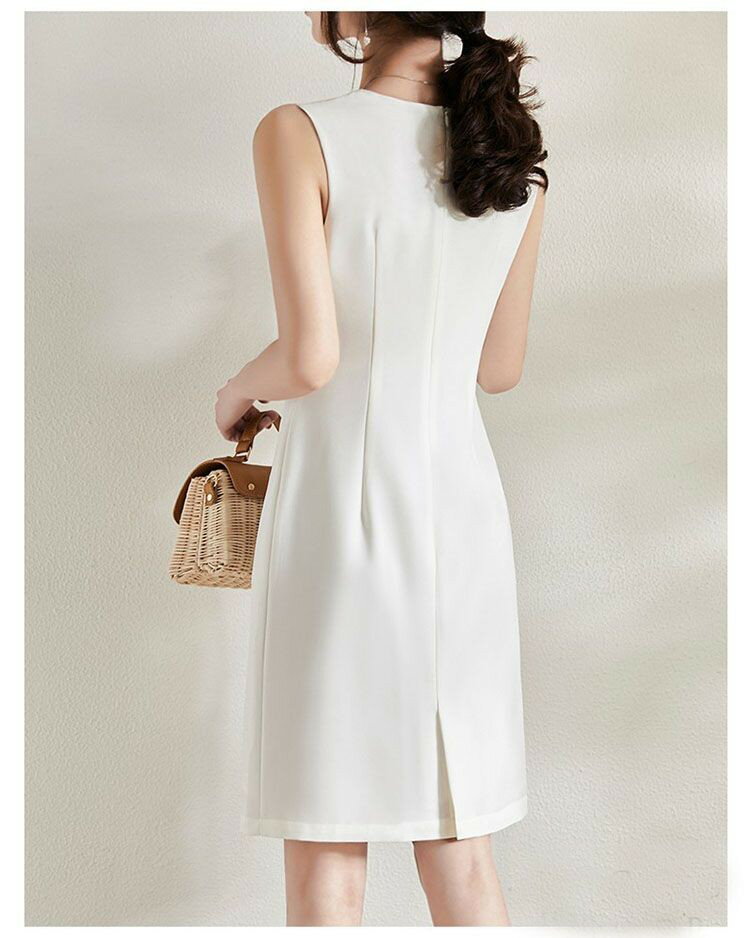 【スーパーSALE半額】ワンピース レディース 夏 白 黒 S-2XL Aラインノースリーブマキシ丈ワンピース スリットクルーネックワンピース ミモレ 膝丈 フレア ロング マキシ丈 通勤O 女性らしく 上品に 袖なし