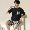 パジャマ 男性 メンズ 半袖 ルームウェア 夏 L XL 2L 3L 4L 大きいサイズ セットアップ Tシャツ ハーフパンツ 薄手 シンプル ポケット 涼しい