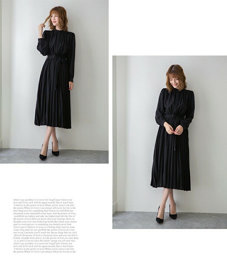 【先着60名：200円Offクーポン】ワンピース プリーツワンピース レディース 長袖 春 夏 秋 冬 ロングワンピース マキシ丈 ロング丈 プリーツ リボン付き 裹地付き Aライン 気品 綺麗 カ 通勤 大きいサイズ